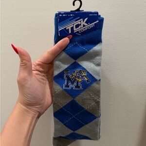 TCK Comfort NWT Blue Gray university of Memphis tigers Socks